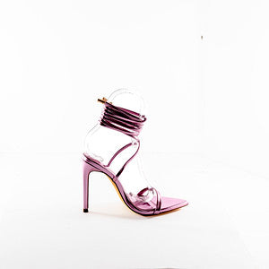 London Pointed Toe Heel Metallic Pink
