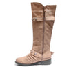 side view taupe boots with adjustable calf