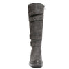 front view black riding boots with four buckles