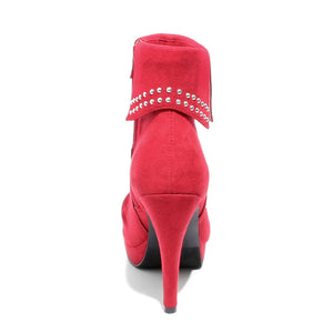 back view red heeled bootie
