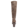 back view brown lace up knee high boot